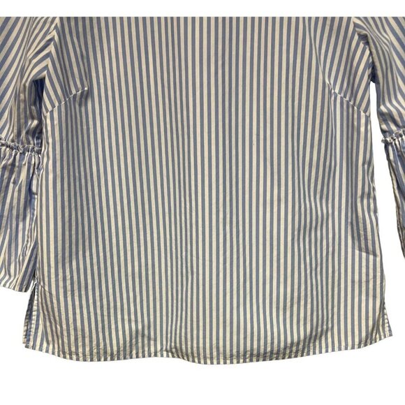 Vineyard Vines Blue White Stripe Blouse Bell Sleeve Women's Small 100% Cotton - Picture 3 of 9